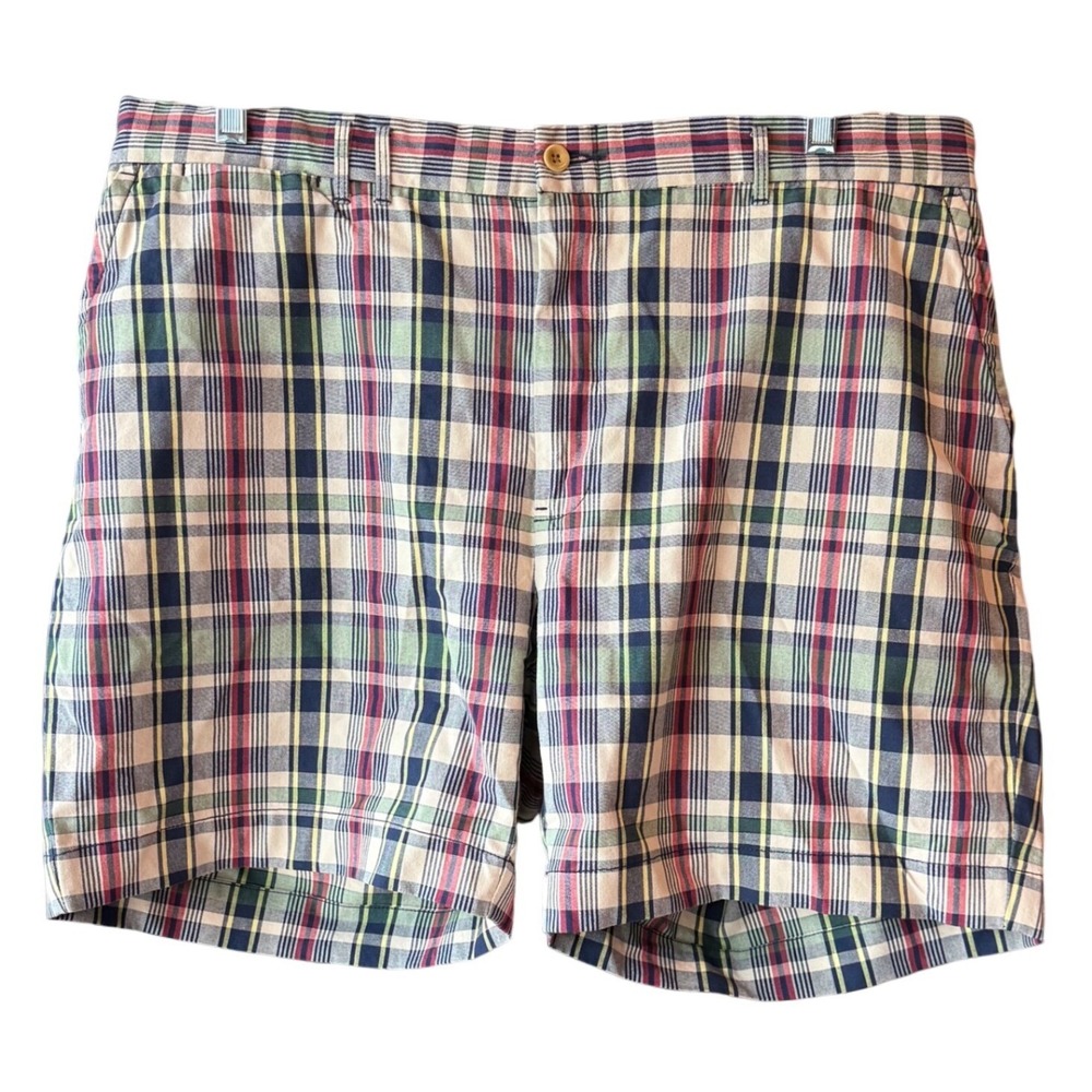 POLO RALPH LAUREN Vintage Back Buckle Madras Plaid Chino Shorts Men's Size 38